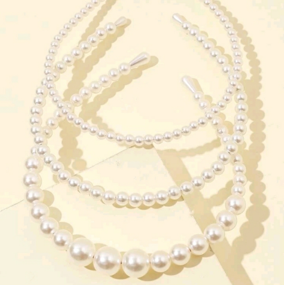 3 pcs Faux Pearl Headband - Picture 2 of 5